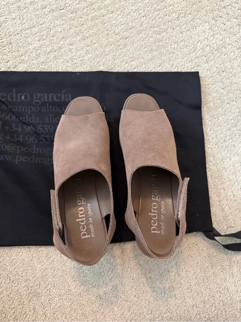 Pedro Garcia Taupe Suede Platform Wedge Sandals